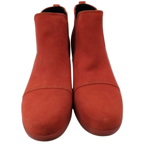 Sorel Evie Pull On Suede Wedge Boots Booties Size 8.5 Warp Red Ankle Chelsea - Picture 4 of 14